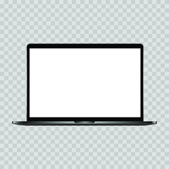 Laptop with blank screen, isolated on transparent background. Vector illustration.