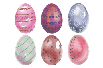 Watercolor Easter egg illustration on white background 