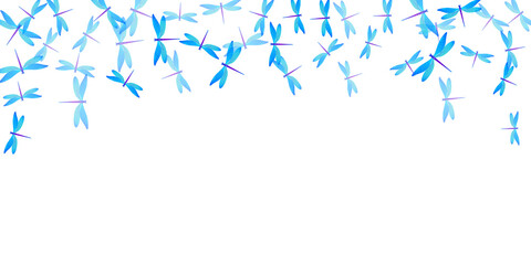Magic cyan blue dragonfly flat vector illustration. Summer vivid insects. Fancy dragonfly flat fantasy background. Sensitive wings damselflies patten. Tropical beings