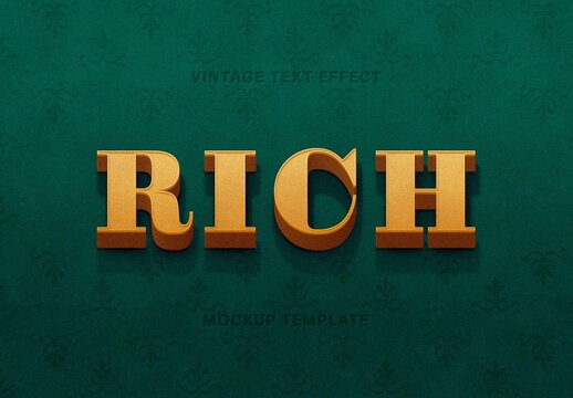 Rich Vintage 3D Text Effect Mockup