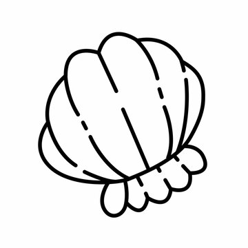 recommend clip art: Sea clam shell in simple black and white doodle style isolated on white background. Vector hand drawn doodle illustration.