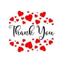 Thank You Card. Hand Written Lettering for Title, Heading, Photo Overlay, Wedding Invitation, Thank You Message.