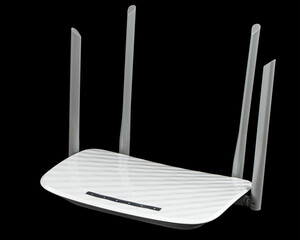 WI-FI wireless router, wireless data technology, isolated on black background