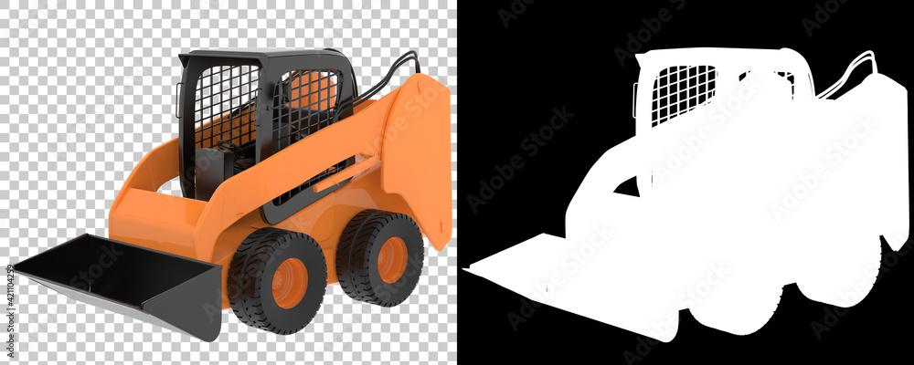 Poster skid steer loader isolated on background with mask. 3d rendering - illustration