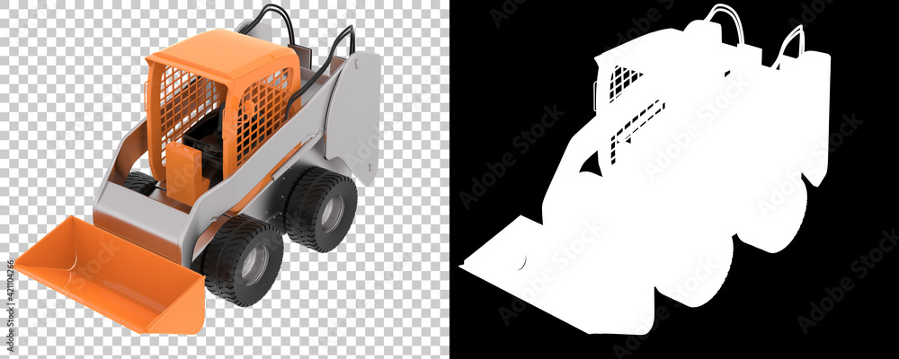Poster skid steer loader isolated on background with mask. 3d rendering - illustration