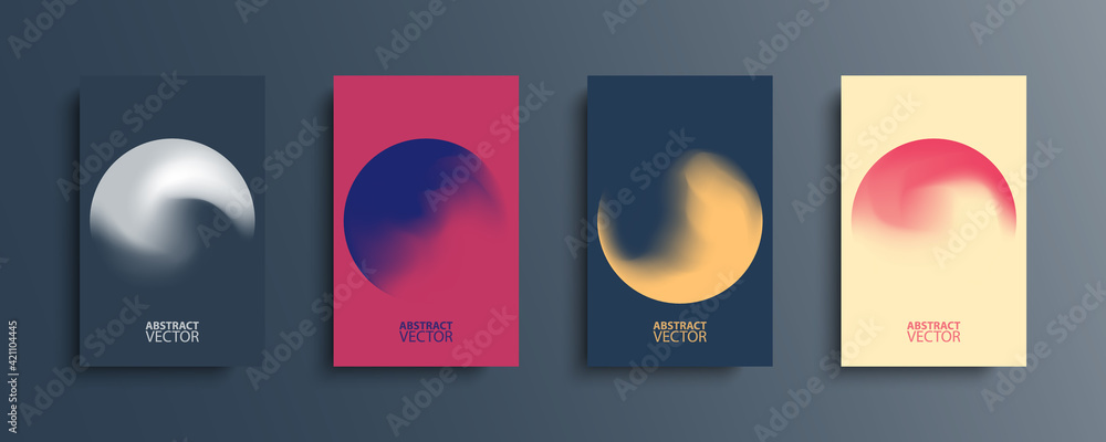 Aufkleber Abstract circle backgrounds set with modern abstract dark color gradient. Colourful gradient orbs round shapes collection for your design. Vector illustration.