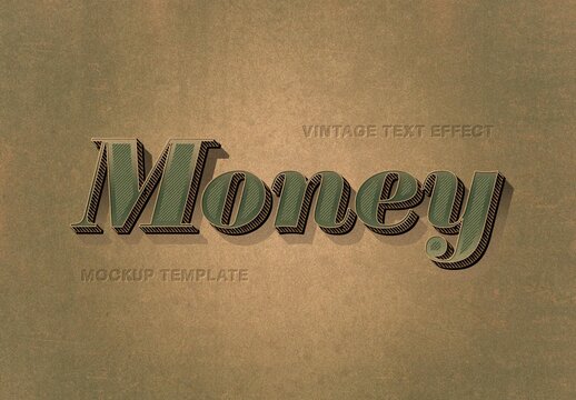 Vintage 3D Text Effect Mockup