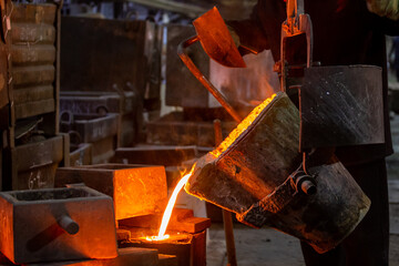 Industrial chill casting. The process of for filling out mold with molten metal.