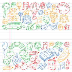 Education icons set. School and colledge. Creativity and imagination.