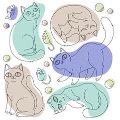 Cute cats and cat toys