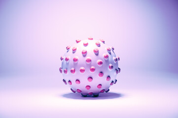 Concept image of the coronavirus on a pink background, tinted in light pink
