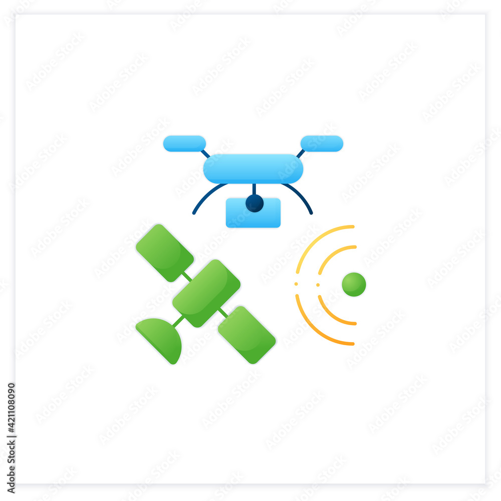 Poster drones photography flat icon. provide in-depth and varied data for their clients. used for classific