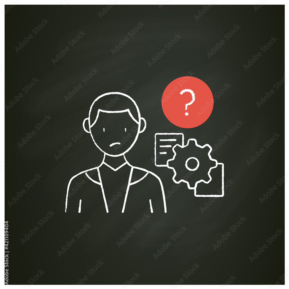 Poster unprocessing information chalk icon. method lack for processing different information kinds. inabili