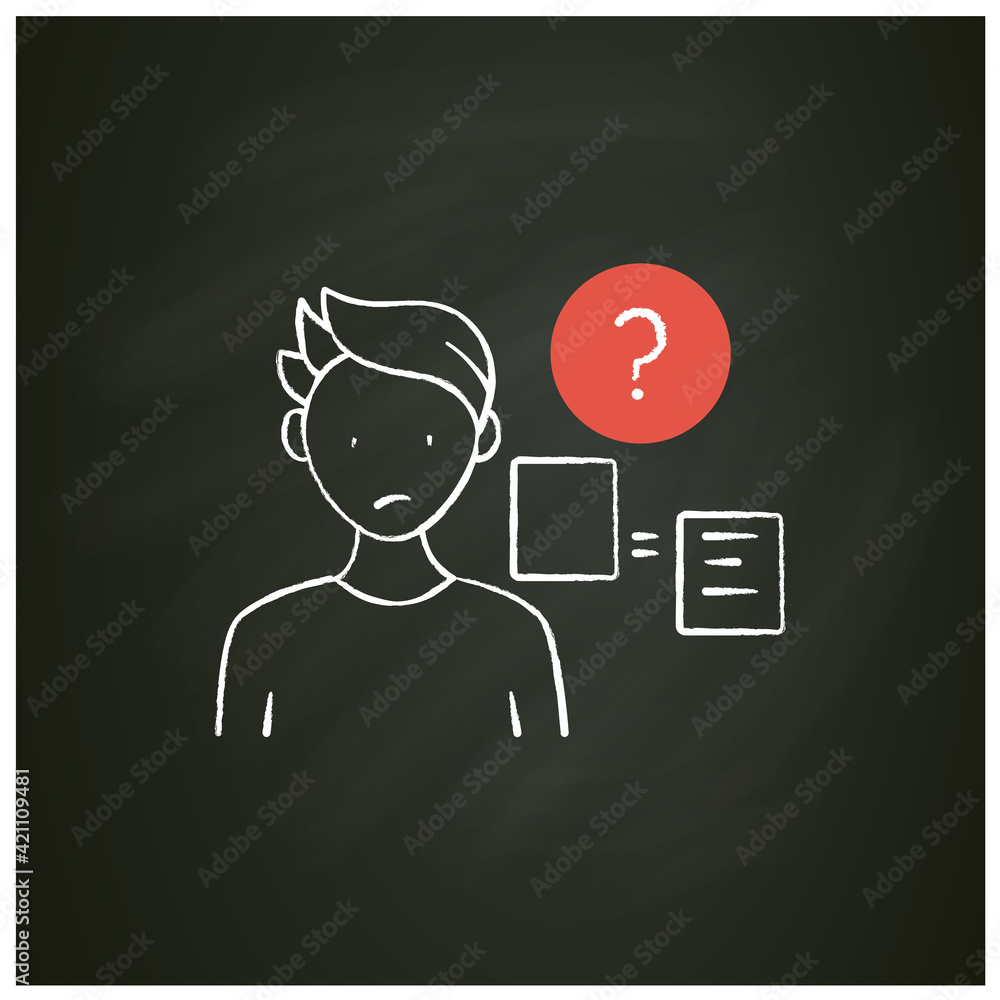 Poster comparative research method chalk icon.lack of method for comparing information.compare new informat