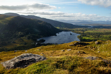 View from Healy Pass towards Glanmore Lake, County Cork, Ireland