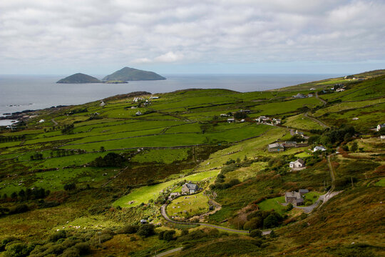 Distand view of Scariff island and Deenish island, Ring of Kerry, County Kerry, Ireland