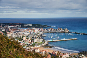 Aerial view of Castro Urdiales, Cantabria, Spain, Europe