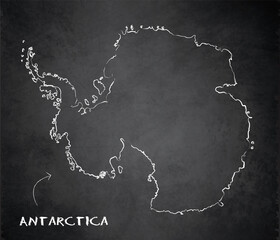 Antarctica map card blackboard chalkboard vector