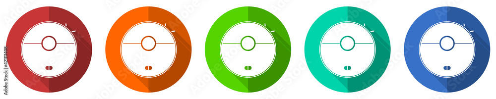 Poster Robot vacuum cleaner icon set, flat design vector illustration in 5 colors options for webdesign and mobile applications