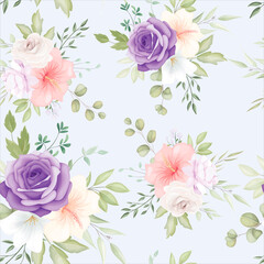 Beautiful hand drawn flower seamless pattern