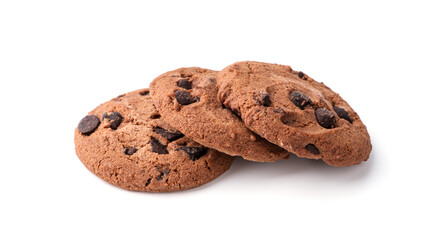 Chocolate chip cookie isolated on white background