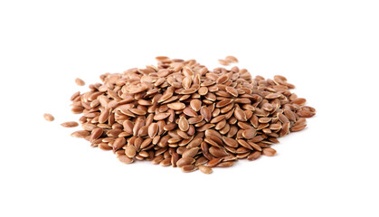 Flax seed on white background.