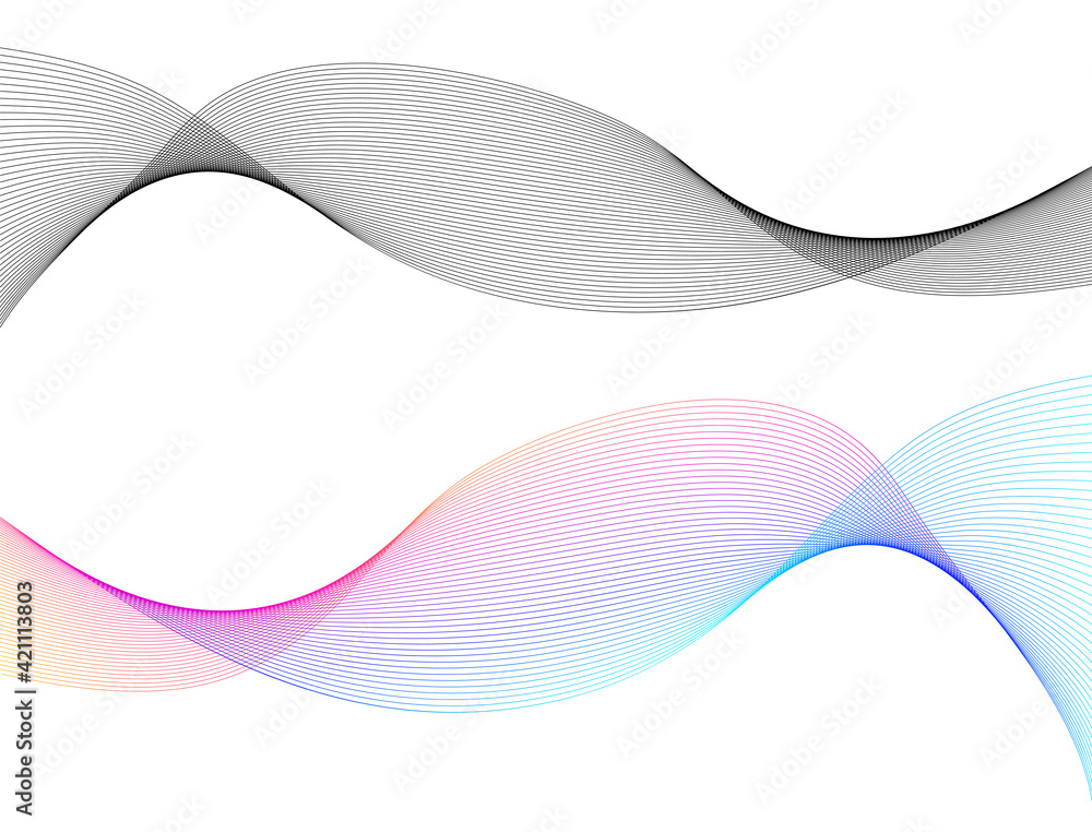 Poster design elements. wave of many gray lines. abstract wavy stripes on white background isolated. creati
