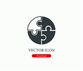 Puzzle vector icon.  Editable stroke. Linear style sign for use on web design and mobile apps, logo. Symbol illustration. Pixel vector graphics - Vector