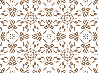 Schilderijen op glas Wallpaper Geometric Seamless Ornament Abstract Pattern Brown and white, For print and Background. Geometric Tile Digital Paper. © Orlandoit