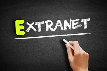 Extranet text on blackboard, concept background