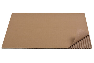 Brown corrugated cardboard isolated on a white background