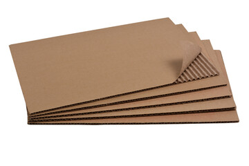 Brown corrugated cardboard isolated on a white background