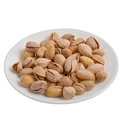 Ripe pistachios isolated on a white background