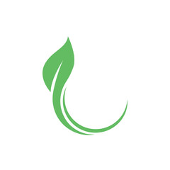 Green leaf ecology nature vector icon.