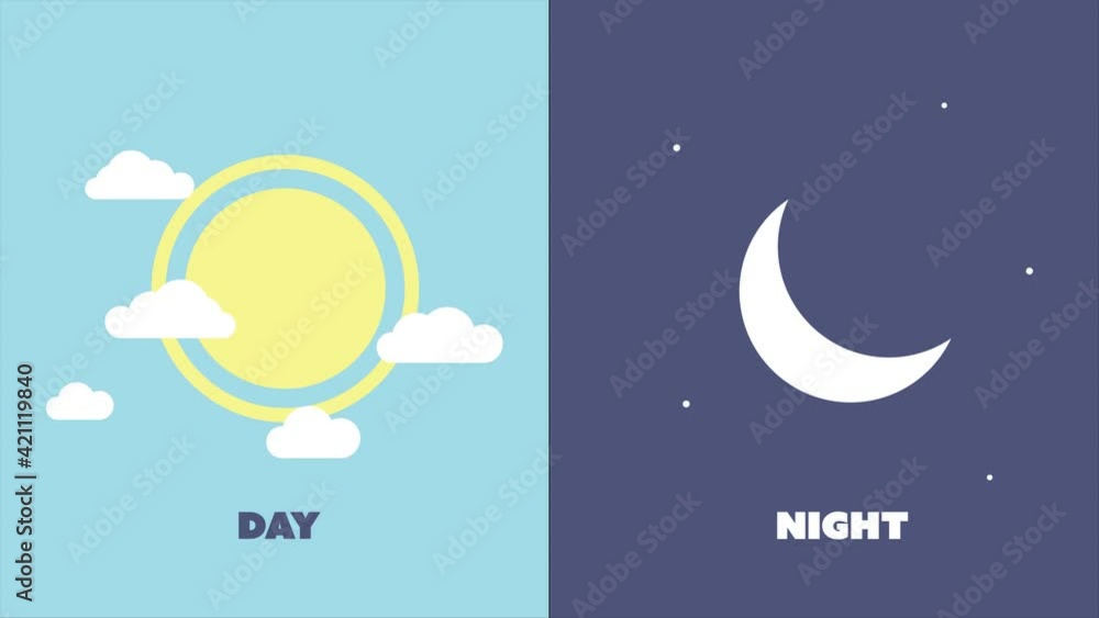 Poster colorful animated switch day and night mode. shape animation.