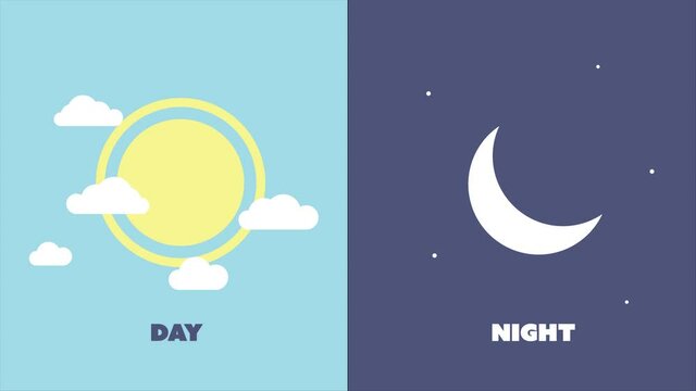 Colorful animated switch day and night mode. Shape animation.