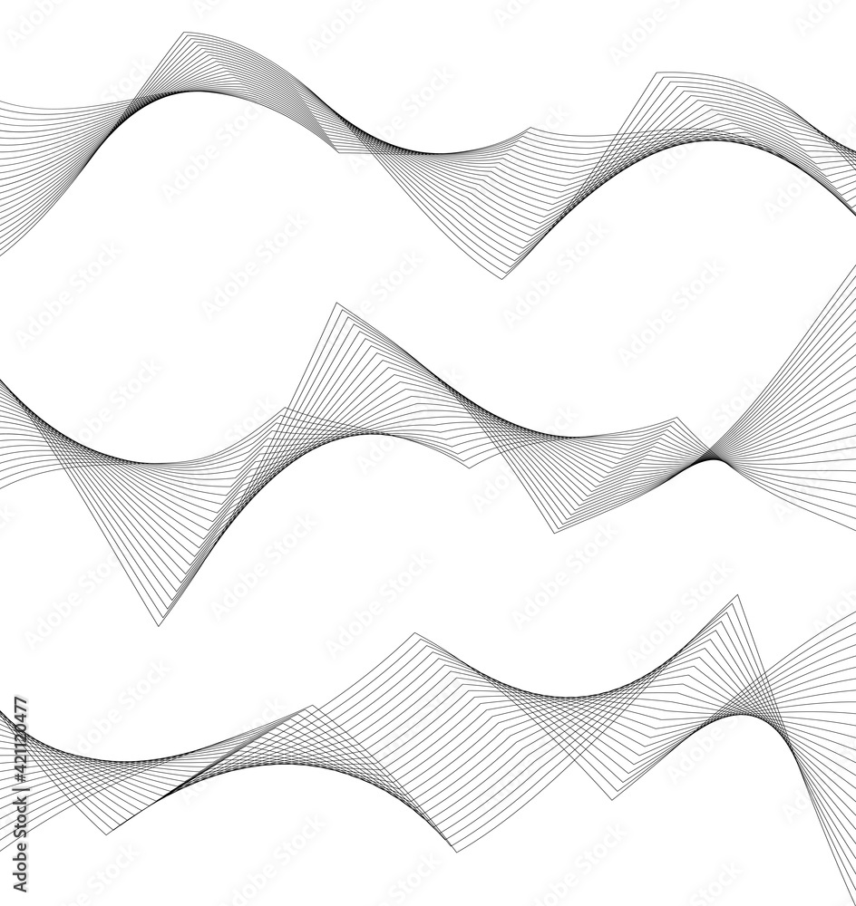 Aufkleber design element curved sharp corners wave many lines. abstract vertical broken stripes on white backg