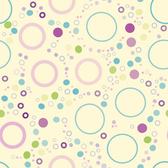 Easter pastels circles and dots on yellow background seamless vector pattern surface pattern design