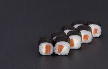 Sushi Rolls Sake Cheese Maki with RICE, SALMON and CREAM CHEESE