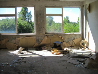Abandoned residential buildings in village of Orbita near the Ch © Deniz