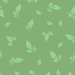 Seamless decorative backgroung with different green leafs.	
