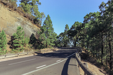 Open road on Tenerife. Winding mountain road in beautiful landscape on Tenerife