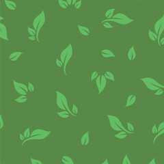 Fototapeta na wymiar Seamless decorative backgroung with different green leafs. 