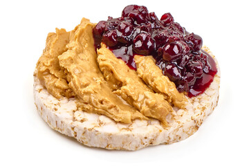 Peanut butter and jam sandwich, isolated on white background. High resolution image