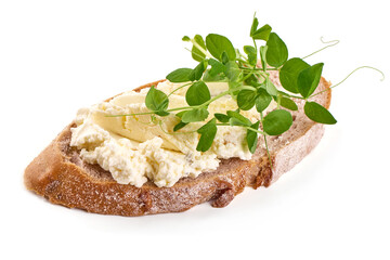 Cream cheese sandwich, isolated on white background. High resolution image.
