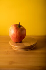 apple on a wooden table