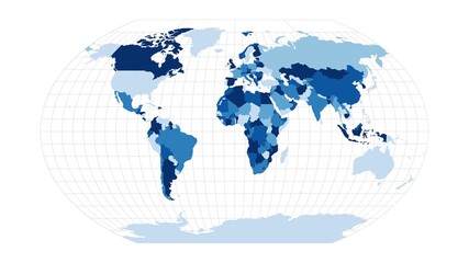 World Map. Kavrayskiy VII pseudocylindrical projection. Loopable rotating map of the world. Creative footage.