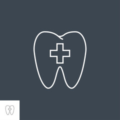 Obraz premium Tooth with Cross Line Icon. Tooth with Cross Line Related Vector Line Icon. Isolated on Black Background. Editable Stroke.