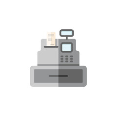 Cash register. Cashier machine. Flat color icon. Commerce vector illustration