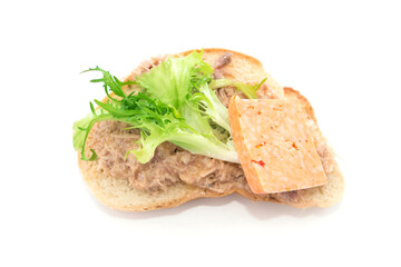 Delicious bruschetta with herbs and cheese